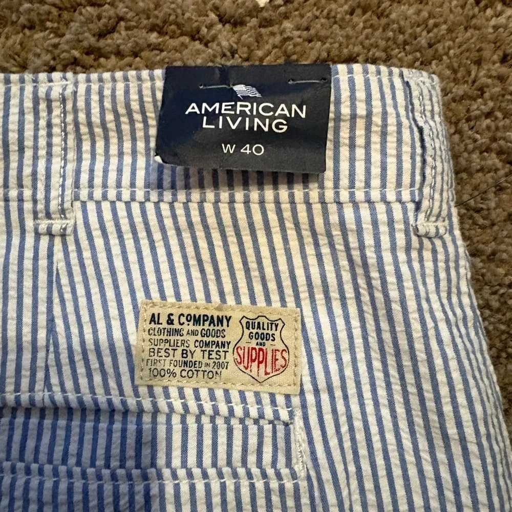 American living men’s sz 40 Classic Striped Men's Shorts blue white NWT